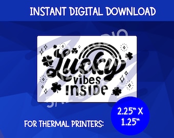Pegatina Lucky Vibes PNG / Etiqueta para impresora térmica (2,25 x 1,25) (Descarga digital)