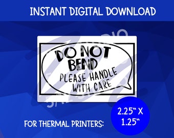 No doblar. Etiqueta PNG / Adhesivo para impresora térmica (Descarga digital)