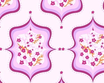 Andover - Full Moon Lagoon - Sea - Island Flower Light and Dark Purple 1 Yard Fabric 6001-E