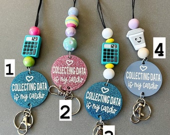 Collecting Data is my cardio, Teacher breakaway lanyard with badge holder, teacher lanyard, teacher appreciation gift, Ready to ship