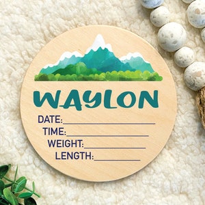 Mountain Birth Stats sign, Personalized baby birth stat sign, wood birth stat sign, baby photo prop, hospital sign, baby name announcement