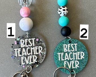 Best Teacher Ever Teacher breakaway lanyard with badge holder, teacher lanyard, teacher gift, teacher appreciation gift, Ready to ship