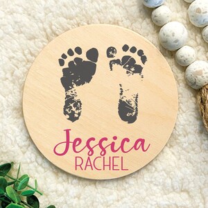 Baby Foot print Sign, Birth Announcement Sign, Hospital Name sign, Baby Name Sign Wood, Newborn Photo Prop, Footprint Sign