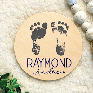 Baby Foot print Sign, Birth Announcement Sign, Hospital Name sign, Baby Name Sign Wood, Newborn Photo Prop, Footprint Sign
