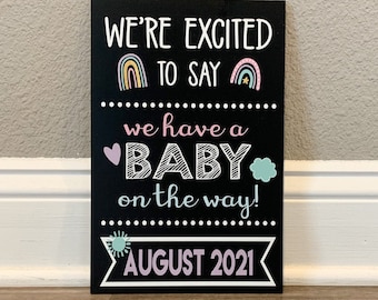 Pregnancy Announcement Chalkboard, Pregnancy Reveal sign, baby on the way sign, mother to be sign, mothers day pregnancy announcement