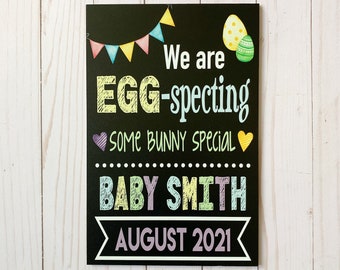 Easter Pregnancy Announcement Chalkboard, Easter Reveal, Easter Pregnancy Sign, Pregnancy Reveal, Easter Pregnancy Reveal, photo prop