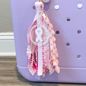 Breast Cancer Bag Tag, Breast Cancer Awareness Bag Tassel, Breast Cancer survivor bag tag, ribbon bag tag, breast cancer bag tag for women