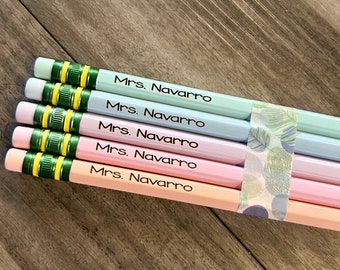 Personalized teacher pencils, pastel engraved pencils, custom pencils, engraved pencils, back to school gift, teacher appreciation