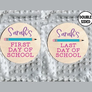 First Day of School Sign, personalized Wood round school sign, Last day of school sign, reusable double sided school sign photo prop