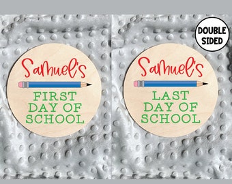 First Day of School Sign, personalized Wood round school sign, Last day of school sign, reusable double sided school sign photo prop