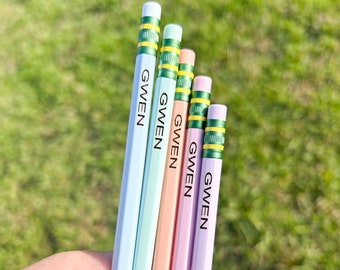 Personalized Pencils, pastel engraved pencils, custom pencils, engraved pencils, back to school gift, personalized teacher pencils,