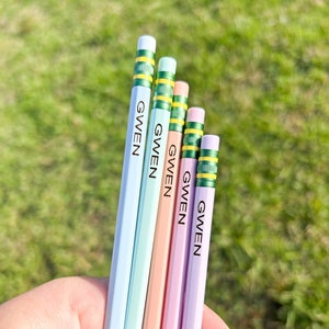 Personalized Pencils, pastel engraved pencils, custom pencils, engraved pencils, back to school gift, personalized teacher pencils,