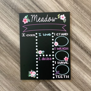 Flower Baby Milestone Chalkboard, baby stat board, Baby milestone board, Monthly milestone board, Personalized baby board, floral baby sign