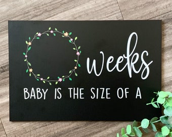 Pregnancy Stats Sign, pregnancy milestone board, Pregnancy Photo Prop Floral Design, Weekly Pregnancy Bump Photo Chalkboard Prop,