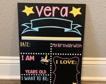 Unicorn Reusable Birthday Milestone Chalkboards, Birthday Stat Boards, Unicorn Birthday Chalkboards, Printed Birthday Decor, Rainbows