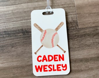 Baseball Bag Tag, Personalized Baseball Luggage Tag, Gifts For Baseball, Bat bag tag, custom name bag tag, baseball player gift,  bag tag