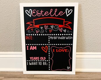 Heart Theme Baby Milestone Chalkboard, Printed baby stat board, Monthly Baby milestone board, Personalized baby board, Valentines Theme