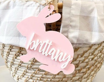 Personalized Acrylic Bunny Easter Basket Tag