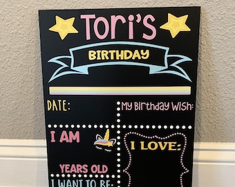 CUSTOM THEME Reusable Birthday Milestone Chalkboards, Birthday Stat Boards, Themed Birthday Chalkboards, Printed Birthday Decor