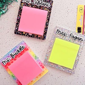 Personalized Sticky Note holder, personalized teacher appreciation gift, sticky notes pad holder, teacher gift personalized