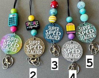 Super SPED Teacher breakaway lanyard with badge holder, teacher lanyard, special ed teacher, special education gift, Ready to ship