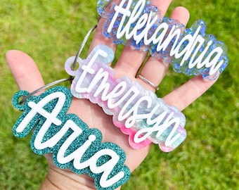 Personalized bag tag, bag charm, beach bag tag, backpack tag, acrylic bag tag, backpack name tag, personalized keychain,