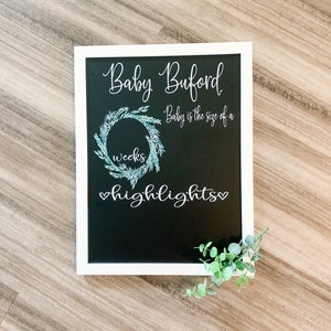 Pregnancy Stats Chalkboard Sign, Pregnancy Photo Prop Eucalyptus Wreath Design, Weekly Pregnancy Bump Photo Chalkboard Prop, Mom-to-be gift