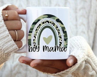 Boy Mama Rainbow Coffee Mug,  Boy Mom Mug,  Mothers Day gift, gift for boy mom, camo boy gift, camo boy mama, mug for mom, gift for mom