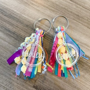 Personalized tassel keychain, Monogram bag charm, backpack tag, monogram bag tag, ribbon bag tag, bag tag personalized, beach bag tassel image 5