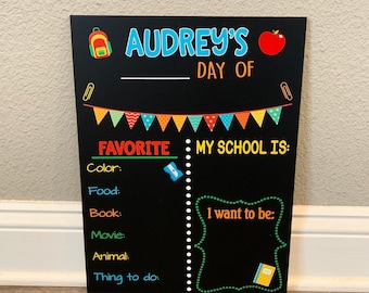 Back to School Chalkboard Sign, Milestone and Favorites Chalk board Sign, School Chalkboard, First and Last Day of School Sign, Poster