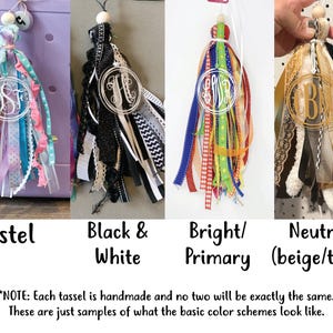Tote Bag Tassel, Monogram bag charm, backpack tag, acrylic monogram bag tag, ribbon bag tag, bag tag personalized, beach bag tassels image 7