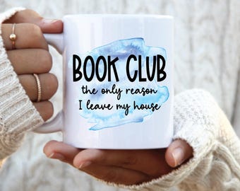 Funny Book Club Mug: Watercolor Design, Book Lover Gift