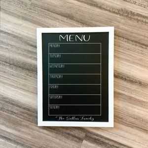 Personalized Chalkboard Menu, Chalkboard kitchen sign, personalized menu board, weekly menu board, weekly menu chalkboard, menu sign image 4