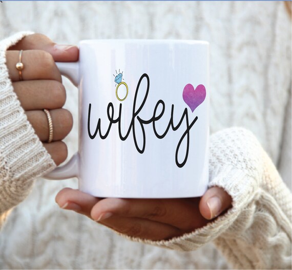 Wifey Mug With Ring, Wedding Gift for Wife, Valentines Day Gift