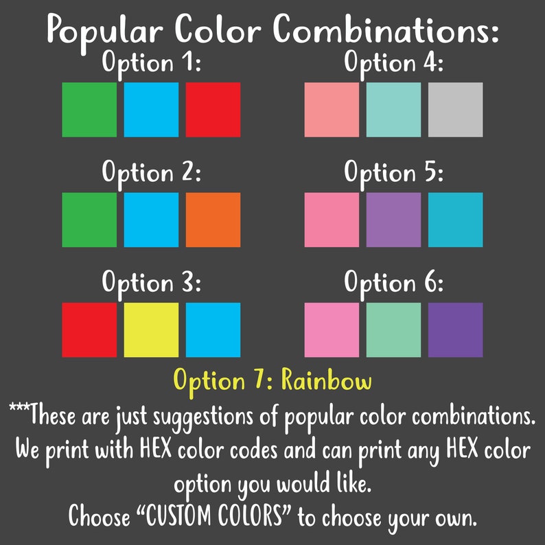 Shows color options for the chalkboard signs.
