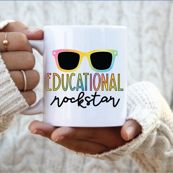 Educational Rockstar mug, Teacher Appreciation Gift cup, end of the year teacher gift, cool teacher gift, elementary teacher gift,
