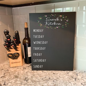 Personalized Chalkboard Menu, personalized menu board, weekly menu board, weekly menu chalkboard, menu sign, Chalkboard kitchen sign,