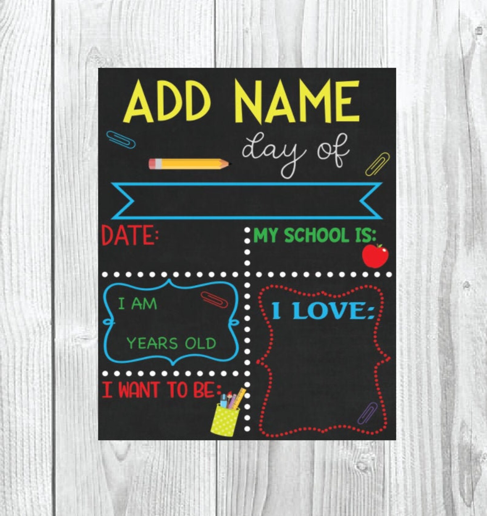 Back to School Chalkboard Sign EDITABLE DIGITAL DOWNLOAD - Etsy