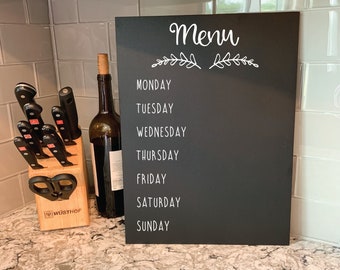 Chalkboard Menu Sign, Chalkboard kitchen sign, farmhouse kitchen, weekly menu sign, weekly menu board, family menu, chalkboard menu board