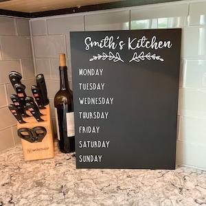 Menu tableau personnalisé, tableau menu hebdomadaire, enseigne de menu, enseigne de cuisine tableau noir, tableau de menu personnalisé, tableau de menu hebdomadaire,
