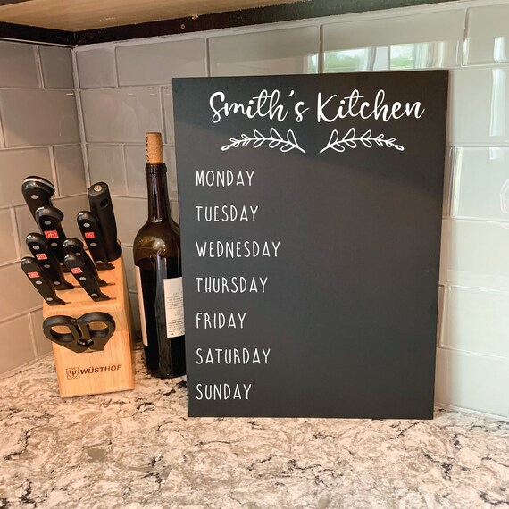 Personalized Chalkboard Menu, Weekly Menu Chalkboard, Menu Sign, Chalkboard  Kitchen Sign, Personalized Menu Board, Weekly Menu Board, 