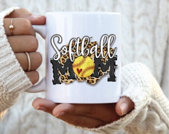 Softball Mom Mug, Leopard print softball mom Mug, Mothers Day Gift mug, softball Mom Gifts, cheetah print softball mug, gift for mom