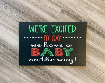 Pregnancy Announcement Chalkboard, Christmas Pregnancy Reveal, expecting baby, mother to be, pregnancy reveal photo props, baby on the way