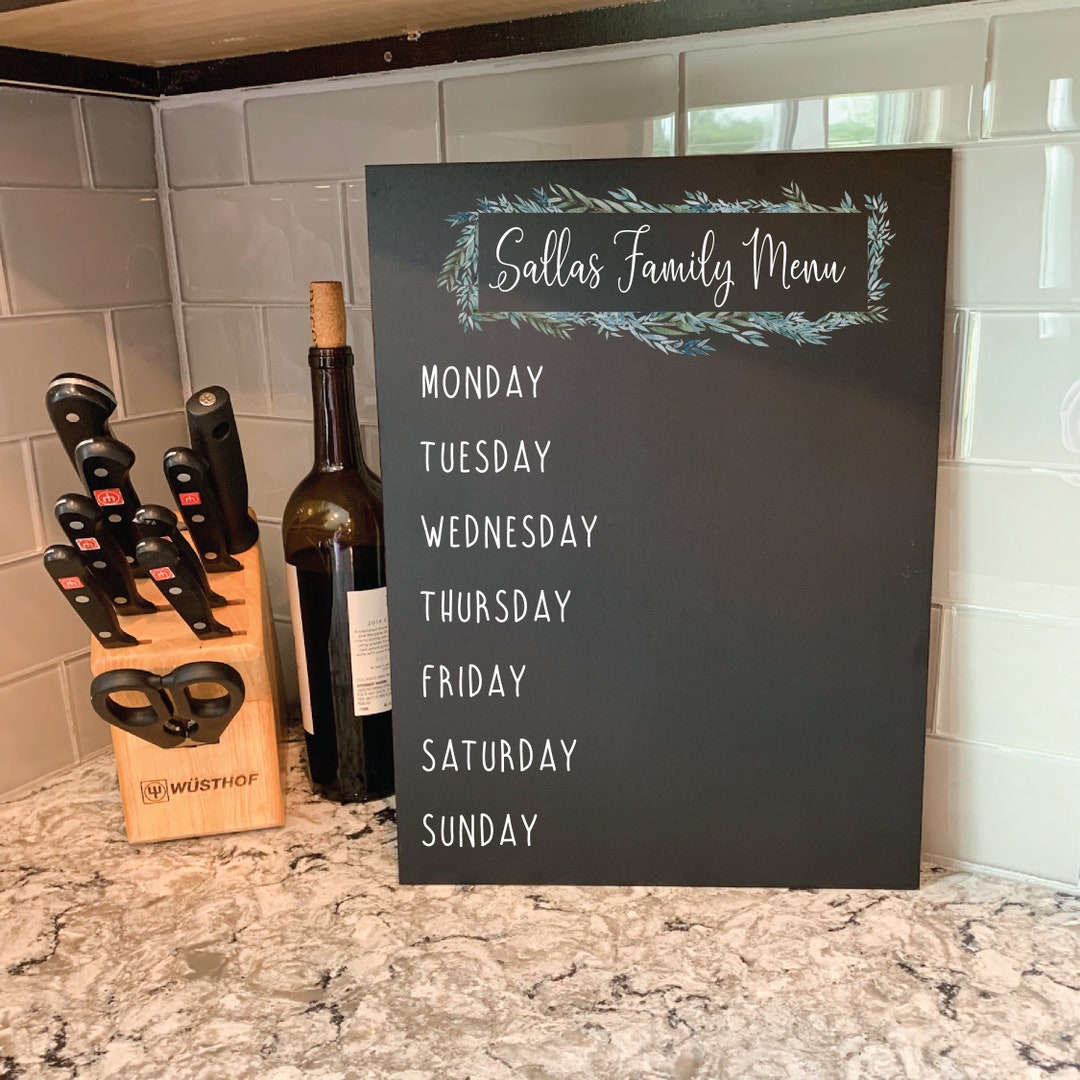Personalized Chalkboard Menu, Weekly Menu Sign, Chalkboard Menu Sign ...
