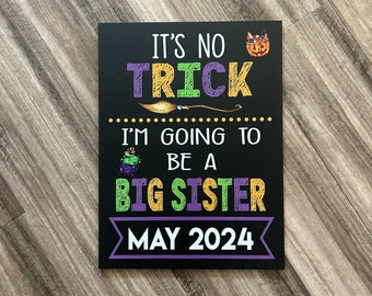 Halloween Pregnancy Announcement Chalkboard Sign: Big Brother/Sister