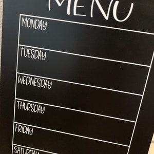 Personalized Chalkboard Menu, Chalkboard kitchen sign, personalized menu board, weekly menu board, weekly menu chalkboard, menu sign image 3