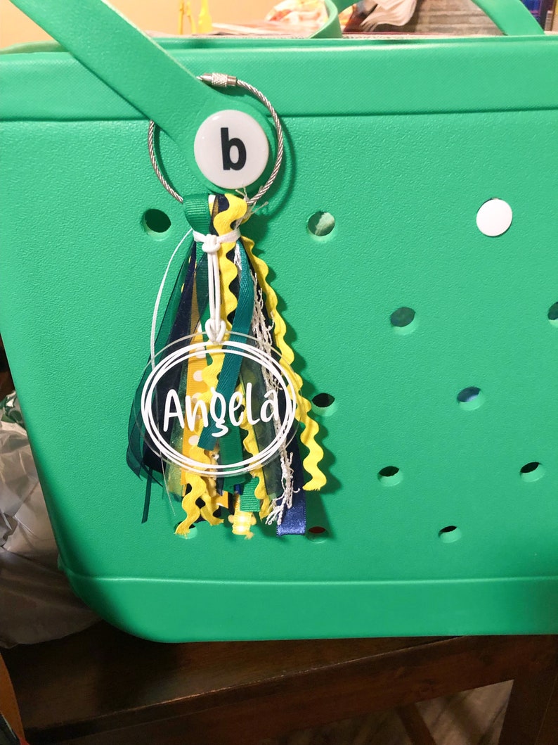 Personalized tassel keychain, Monogram bag charm, backpack tag, monogram bag tag, ribbon bag tag, bag tag personalized, beach bag tassel image 3
