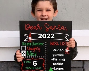 Dear Santa Chalkboard Sign Christmas, Naughty or Nice Chalkboard, Personalized letter to Santa, Christmas photo prop for kids, Santa Letter