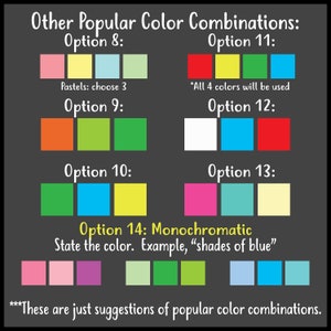 Shows color options for the chalkboard signs.