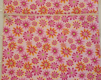 Crazy Daisy Pink Cross Stitch Project Bag Medium Size